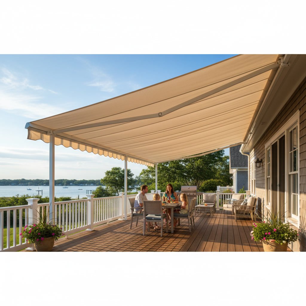 Measuring deck for retractable awning installation Annapolis Maryland