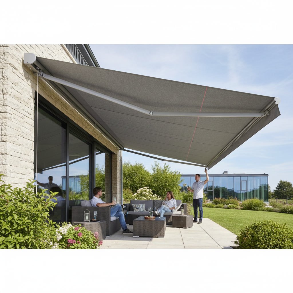 correctly sized commercial awning installation on storefront building