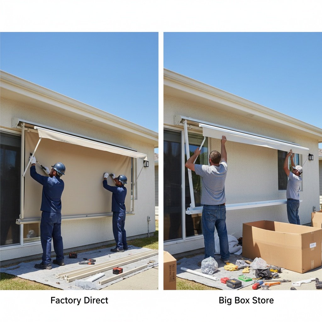 Completed residential awning installation showing professional finish and mounting